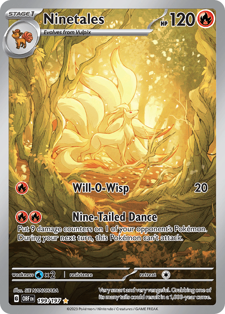 Ninetales Illustration Rare from Pokemon Obsidian Flames.