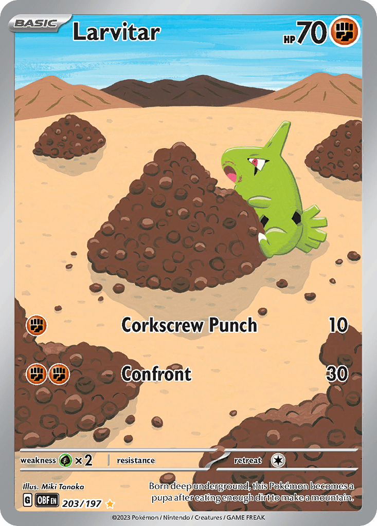 Larvitar Illustration Rare from Pokemon Obsidian Flames.