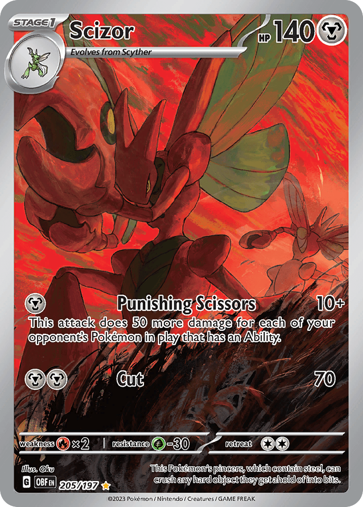 Scizor Illustration Rare from Pokemon Obsidian Flames.
