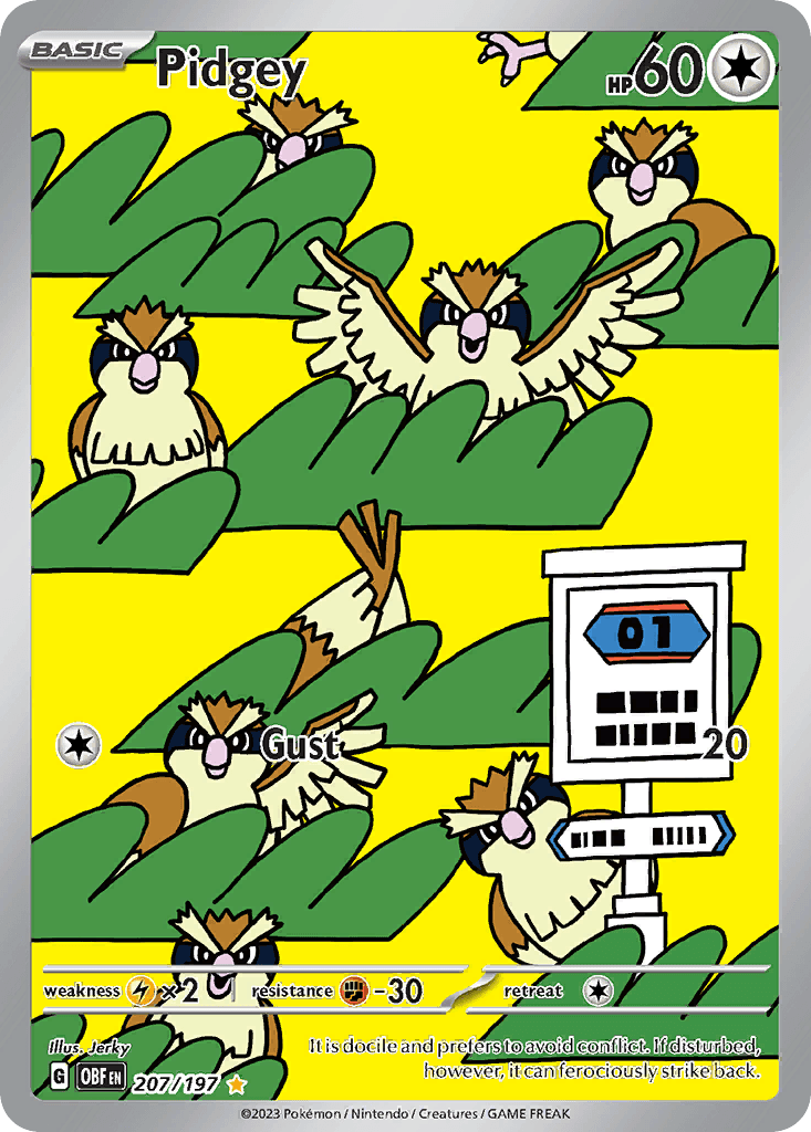 Pidgey Illustration Rare from Pokemon Obsidian Flames.