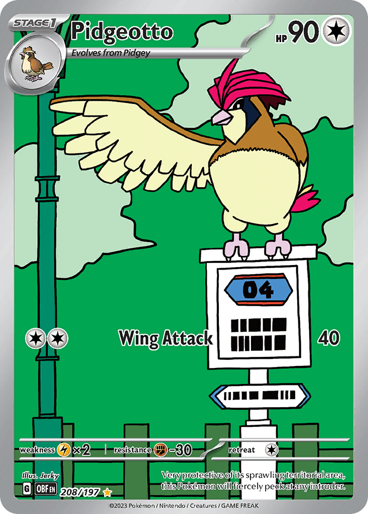 Pidgeotto Illustration Rare from Pokemon Obsidian Flames.
