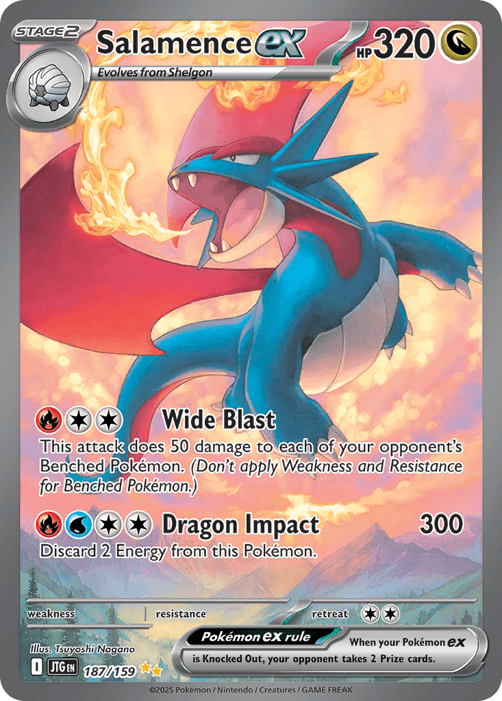 Salamence ex 187/159 from Journey Together; representative card, not 30th Celebration card art.