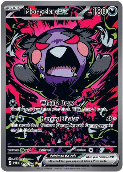Morpeko ex 117/084 from Pokemon Mega Evolution Pitch Black.