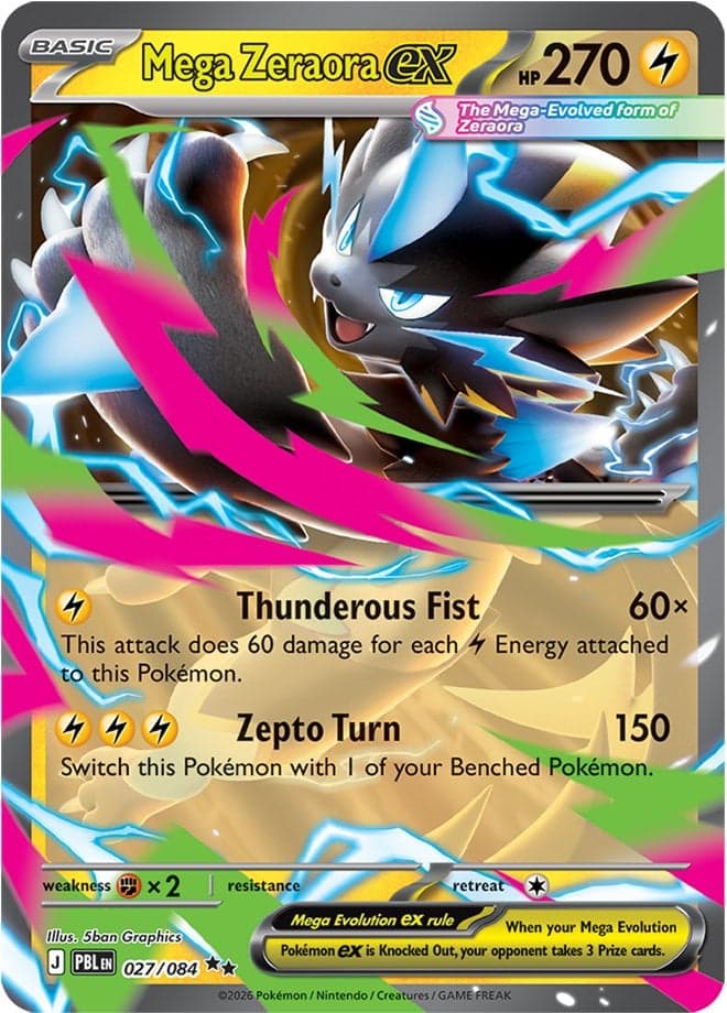 Mega Zeraora ex 027/084 from Pokemon Mega Evolution Pitch Black.