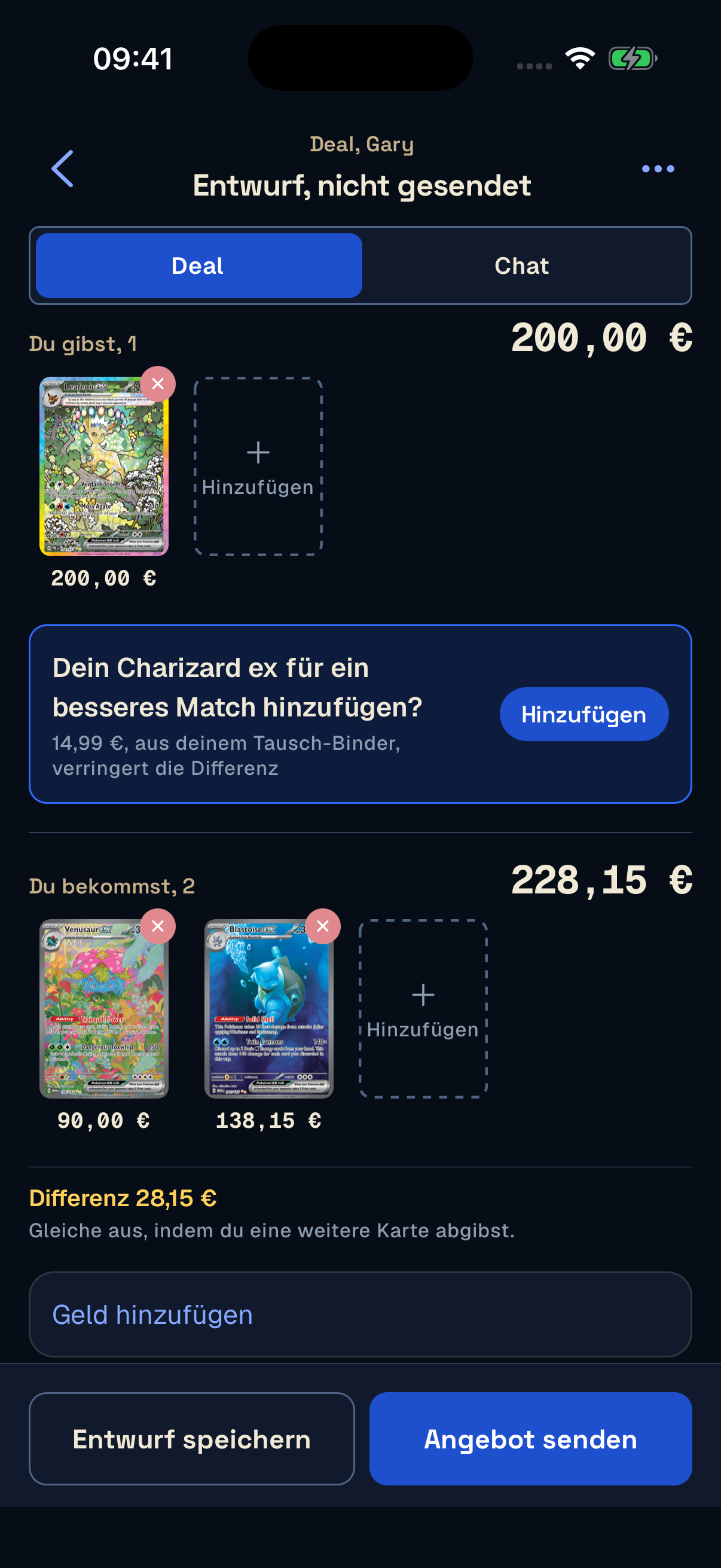 Ein Unbinder-Tauschentwurf mit Gary: ein Folipurba gegen Bisaflor und Turtok.